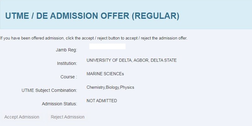 how to check admission status