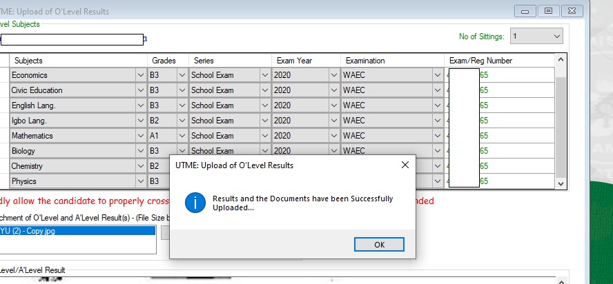 Olevel result upload